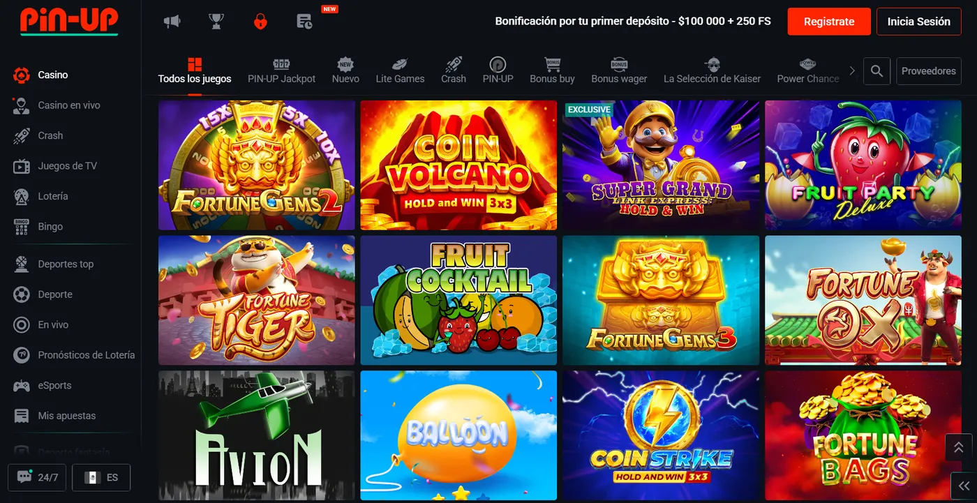 Juegos disponibles en PinUp Casino